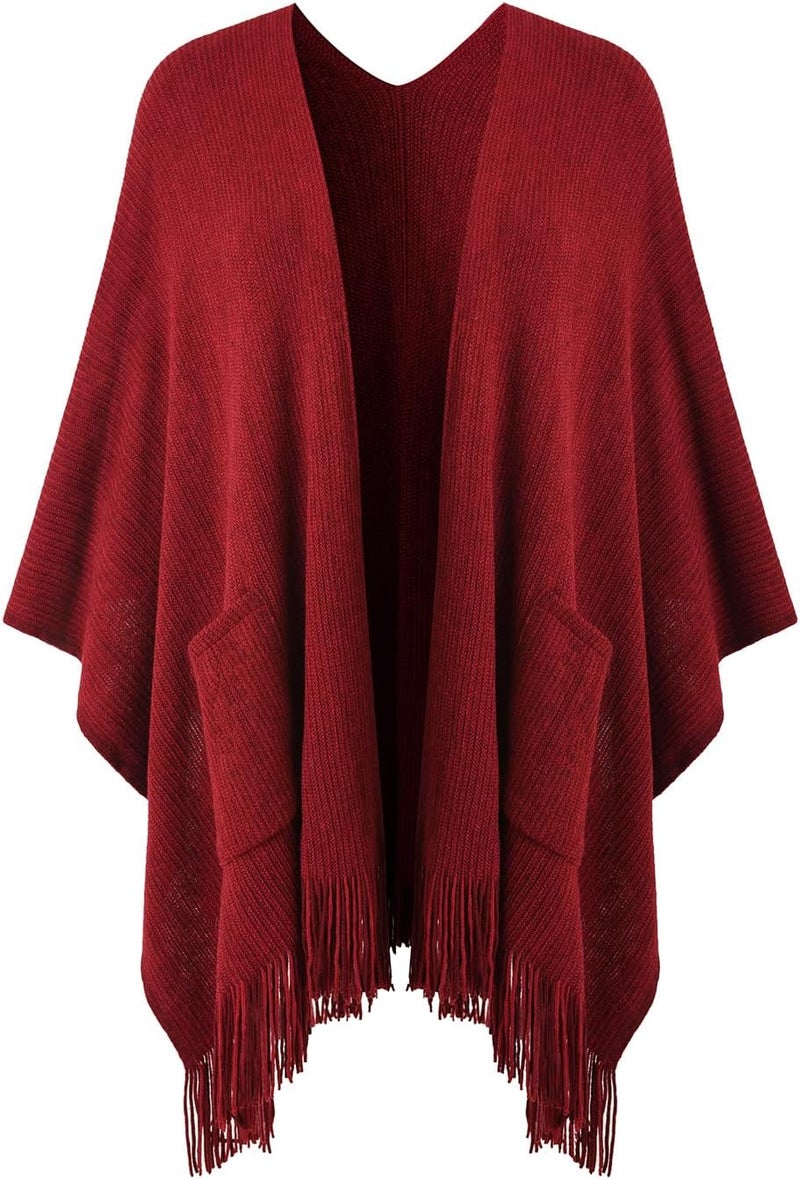 Ferand Shawl Wraps for Women, Cozy Lightweight Poncho Cape with Pockets, Warm for Fall Winter Travel - Image 1